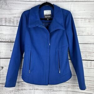 Kensie Women's Royal Blue Moto Lined Silver Hardware Peacoat Size Medium
